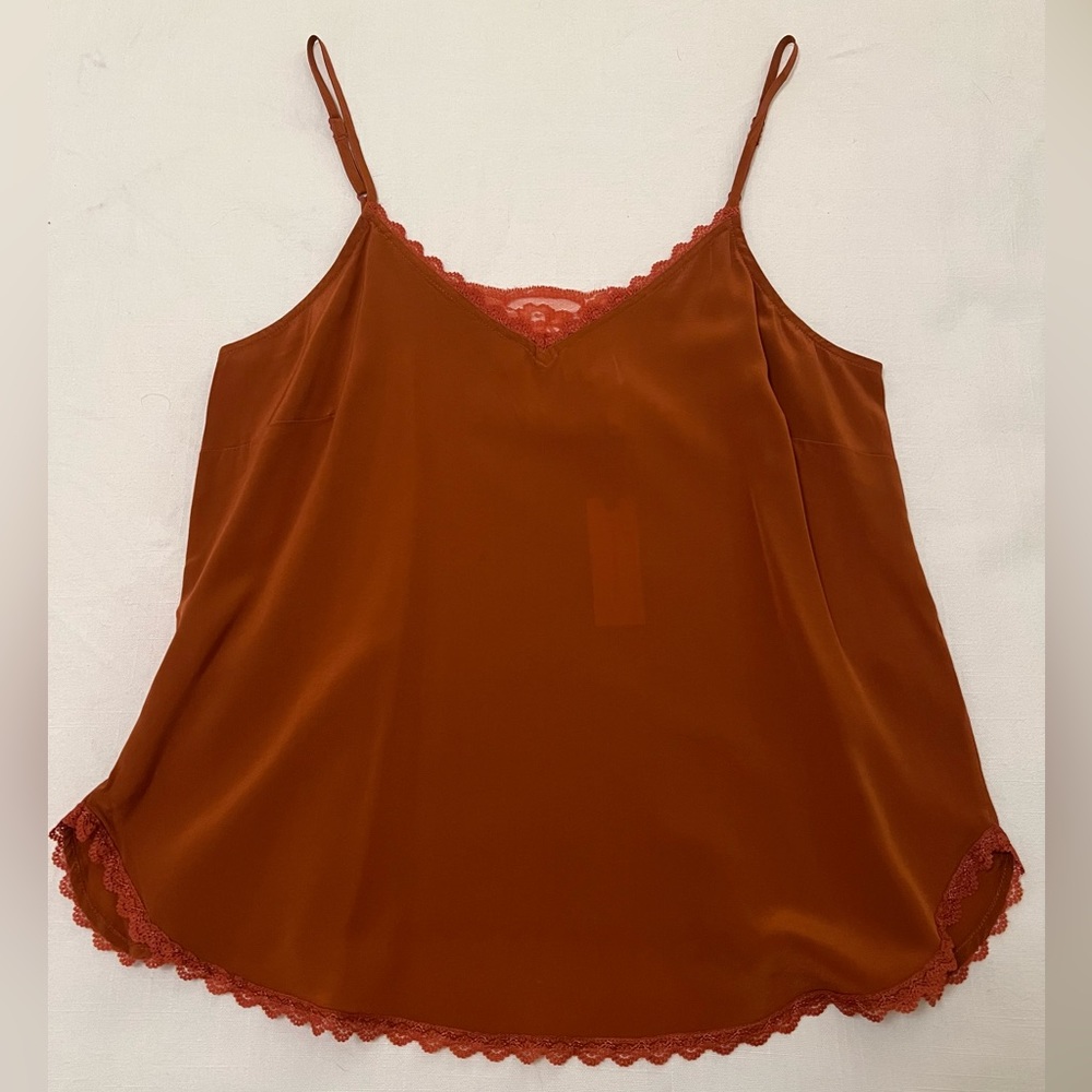 Anthropologie Daily Practice Silk Camisole Burnt Orange